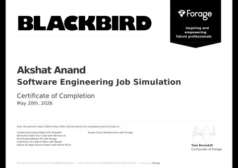 Blackbird Certificate